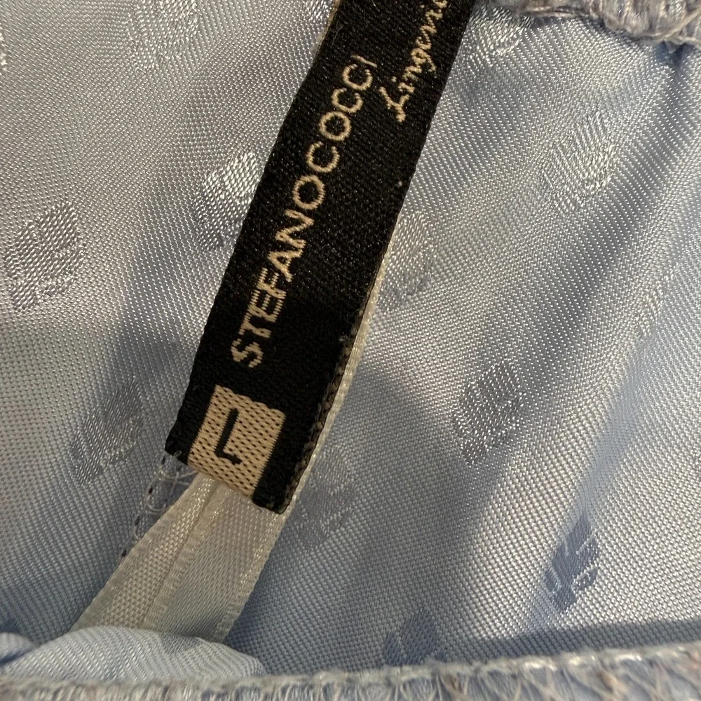 Stefano Cocci Satin Pajama Set Womens Large Top Pants Light Blue‎ Lightweight